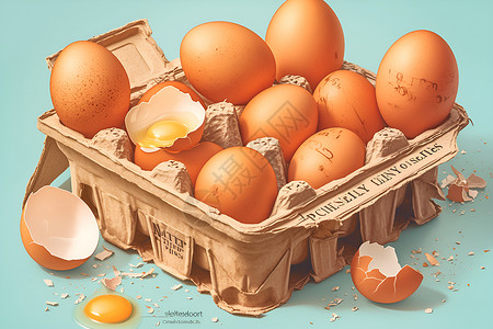 鸡蛋和鸡蛋壳插画