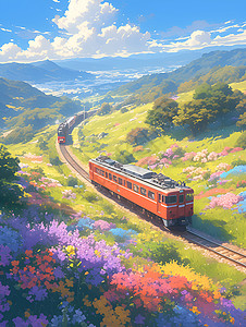 春日浪漫火车背景图片