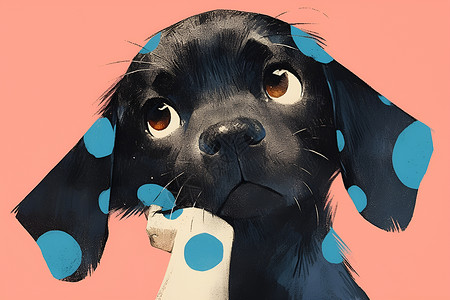 黑色狗狗黑色的斑点狗插画