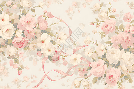 樱花与丝带交织高清图片
