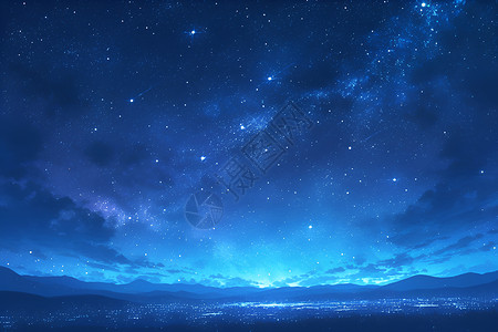 夜听星空之夜插画