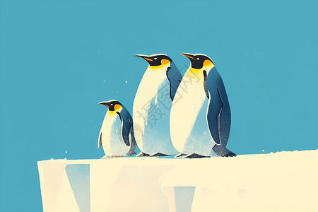 企鹅群在冰面上行走高清图片