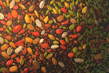 杂粮馒头收获的多种豆类插画