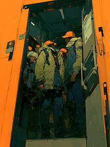 电梯内的人群背景图片