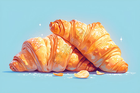 杏仁牛角面包可口的面包插图插画