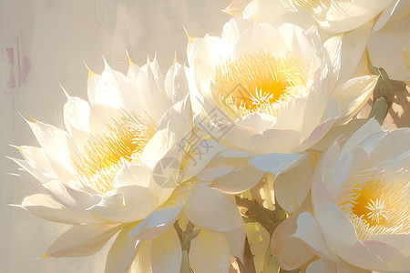 唯美白色昙花美丽的白色花朵插画