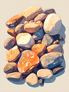 一堆光滑的小石头插画