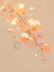 墙上的一枝花素色背景下一枝花插画