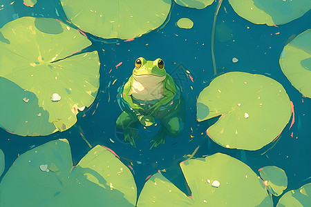 荷塘里的青蛙背景图片