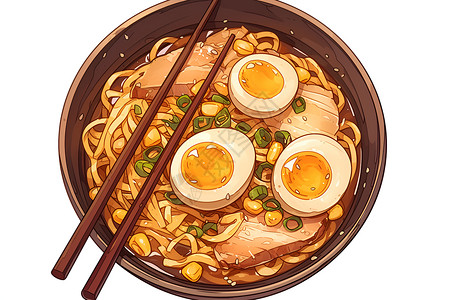 筷子素材早餐鸡蛋面插画