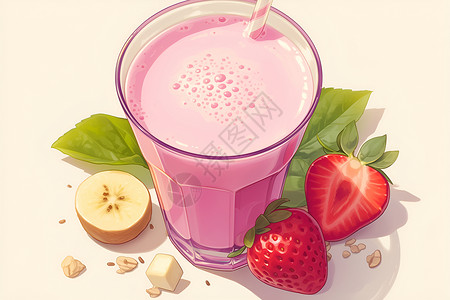 草莓奶昔饮料背景图片