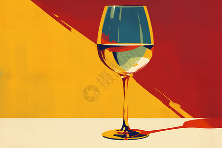 玻璃酒杯高脚杯里的酒插画
