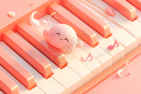 兔子钢琴梦幻迷你的键盘插画