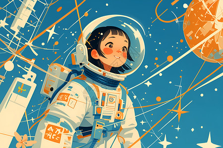 女孩穿着宇航服背景图片
