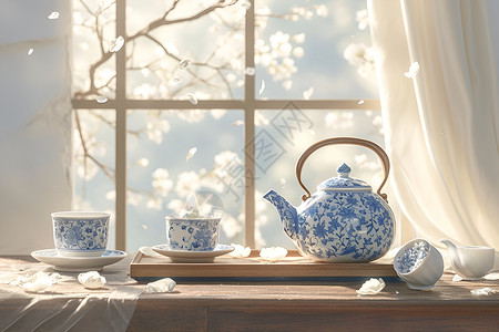 精美的茶具背景图片