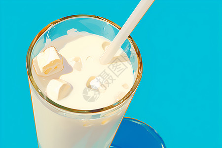 液体奶一杯冰凉的牛奶插画