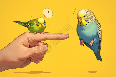 宠物点赞手指手指上的鹦鹉插画