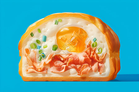 法式夹心面包鸡蛋夹心面包插画