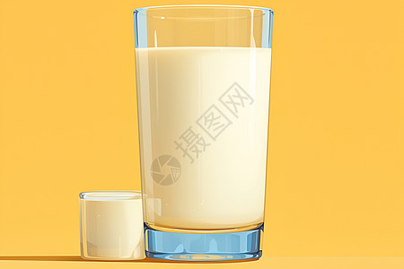 玻璃被中的牛奶插画