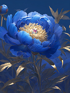 迷人的湛蓝牡丹花背景图片