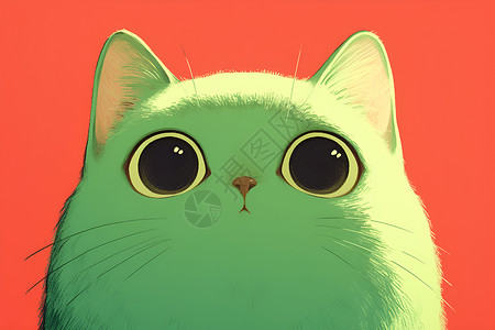 绿色猫咪插画高清图片