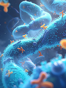 蓝色空气细菌细胞插画插画