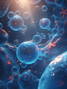 胰岛细胞微观世界中的细菌插画