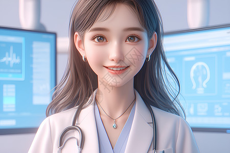 可爱医疗素材微笑的女医生插画