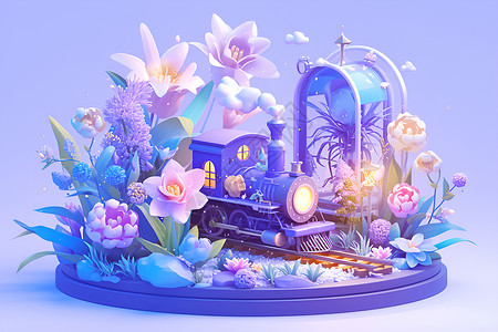 紫色列车花卉背景图片