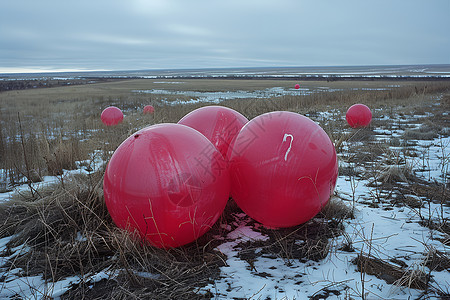 雪地里的气球高清图片