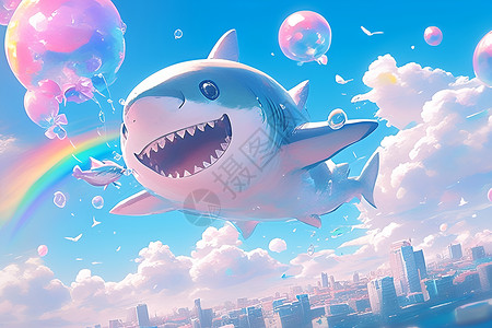 空中的鲨鱼背景图片