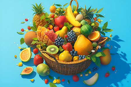水果艺术素材水果篮子食物艺术插画