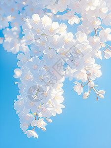 粉樱在蓝天下绽放背景图片