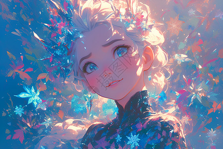 蓝天下的雪之女王插画