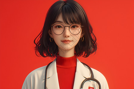 女款眼镜素材优雅的女医者插画