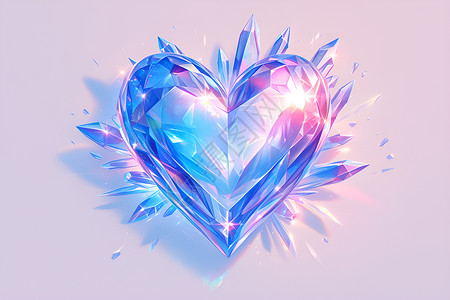 蓝色钻石爱的水晶心插画