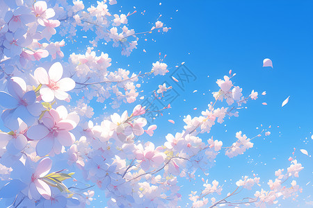 樱花飘落素材粉色樱花之美插画