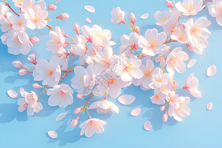 美丽漂浮花瓣粉色樱花盛开的美丽景象插画