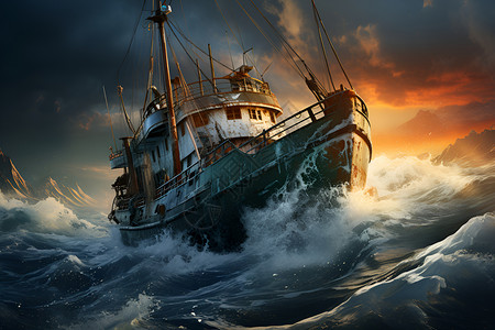 远航的渔船背景图片