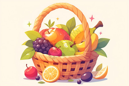 健康食物素材水果篮子插画插画