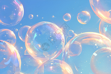 梦幻绚丽的泡泡插图背景图片