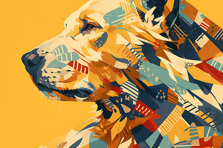 彩绘的狗狗插图背景图片