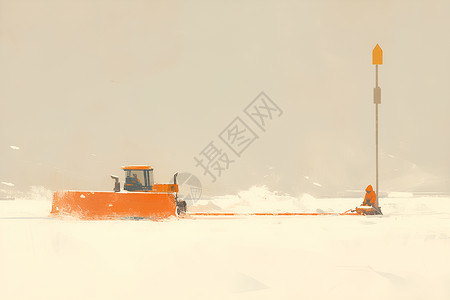 冬季雪地中的铲雪车高清图片