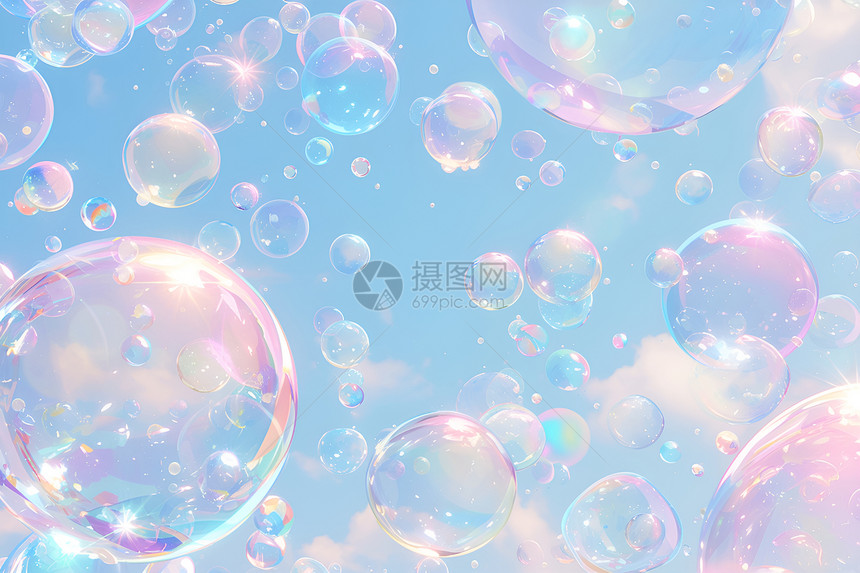 漂浮的彩色泡泡图片