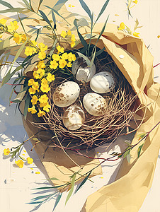 鸟巢内的鸟蛋背景图片