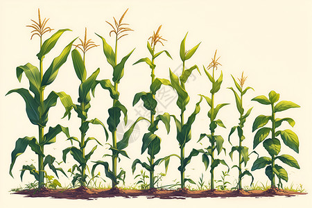 庄稼成熟成熟的玉米棒插画