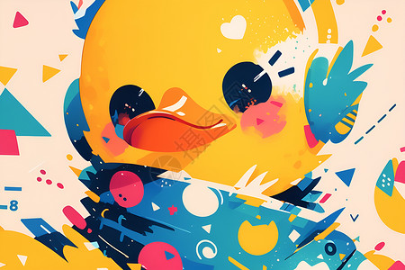 鸭嘴多彩形状的鸭子插画