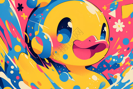 鸭嘴快乐的彩色鸭子插画
