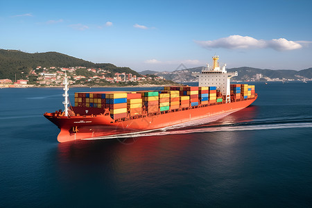 运输货物手绘船舶上的货物背景