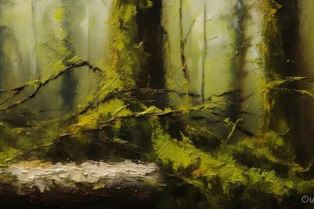 森林油画美景背景图片